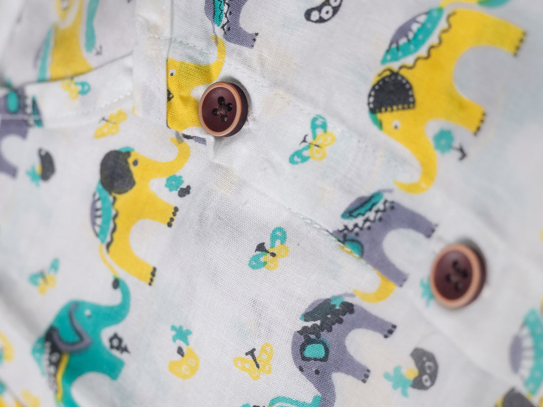 Vibrant Elephant Parade Cotton Jabla Set