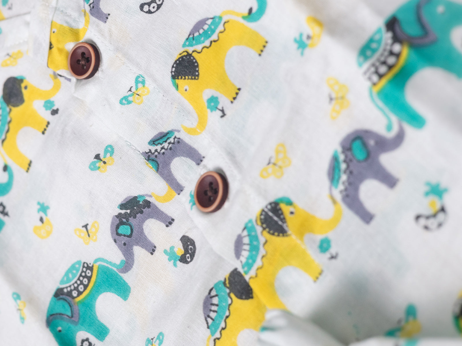 Vibrant Elephant Parade Cotton Jabla Set