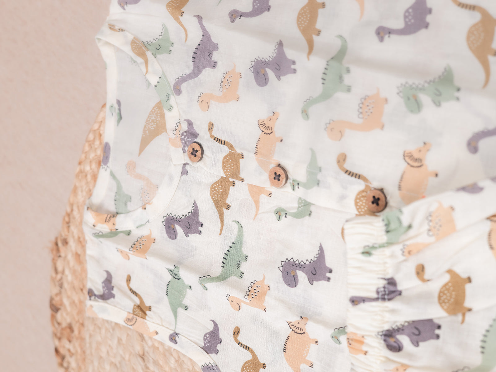 Adorable Dinosaur Print Cotton Jabla Set