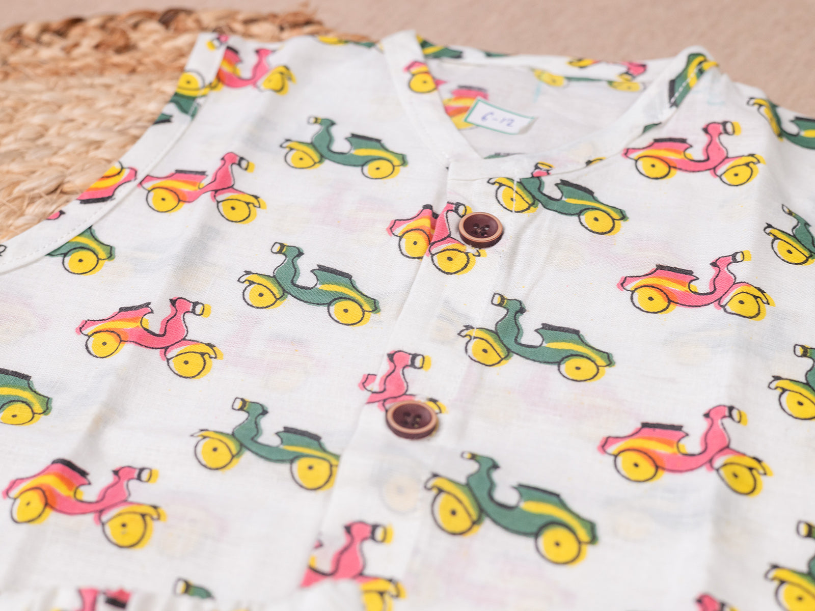 Fun Scooter Print Cotton Jabla Shorts Set