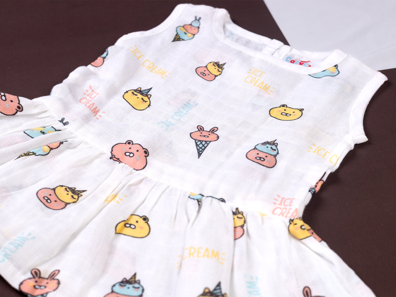 Ice Cream Sleeveless Button Frock