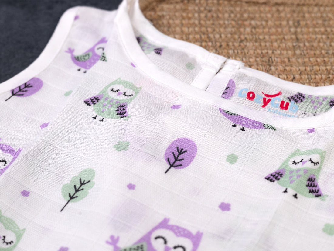 Woodland Owl - Sleeveless Button Frock