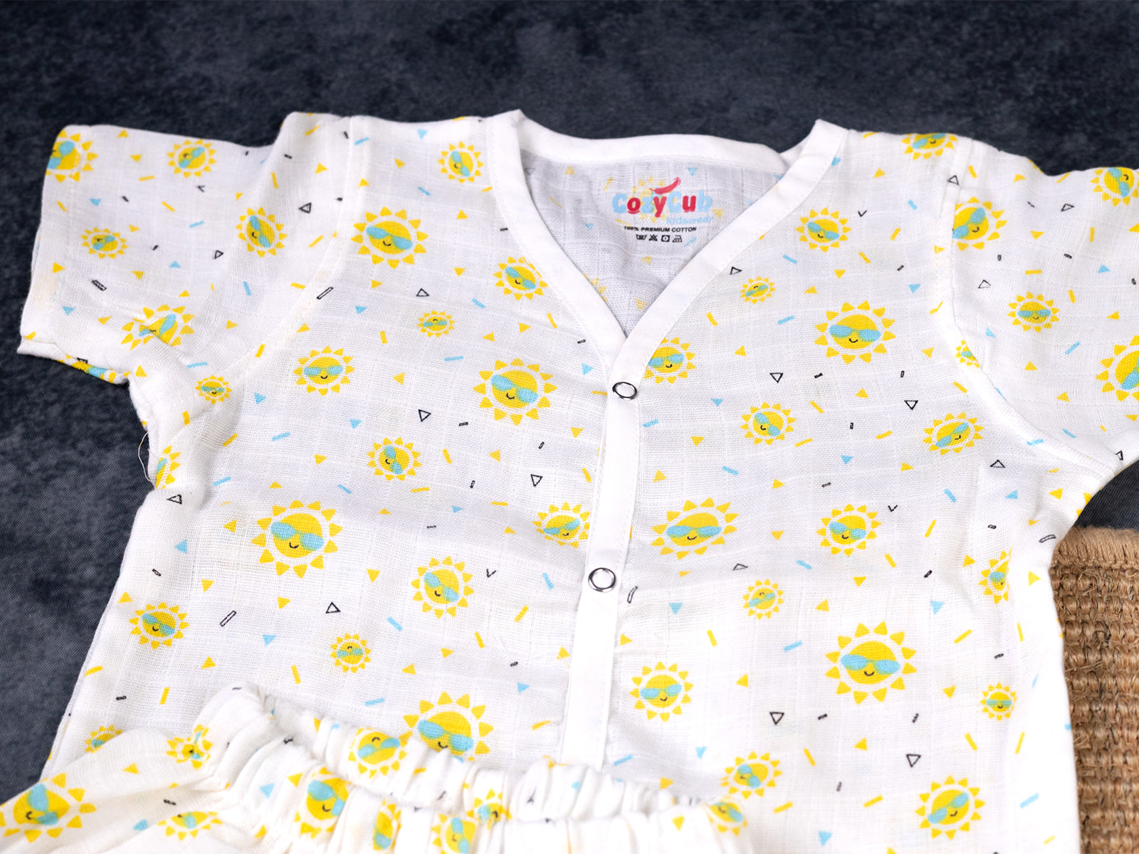 Sunshine Flower Print - Muslin Night Suit