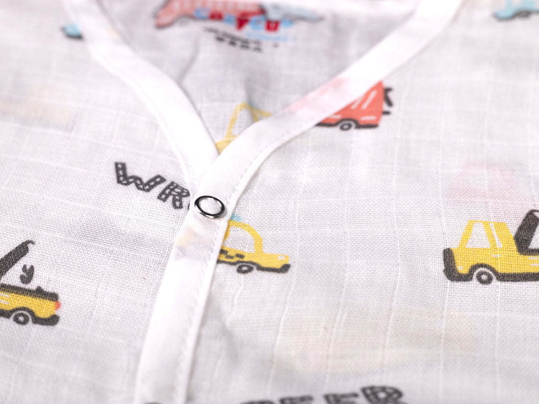 Construction Vehicle Print - Muslin Night Suit