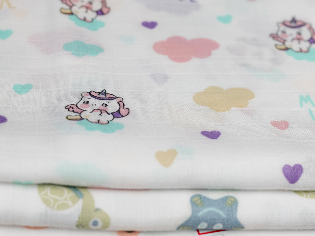 Magical Unicorn Print -  Premium Cotton Muslin Towels (75 cm x 150 cm)