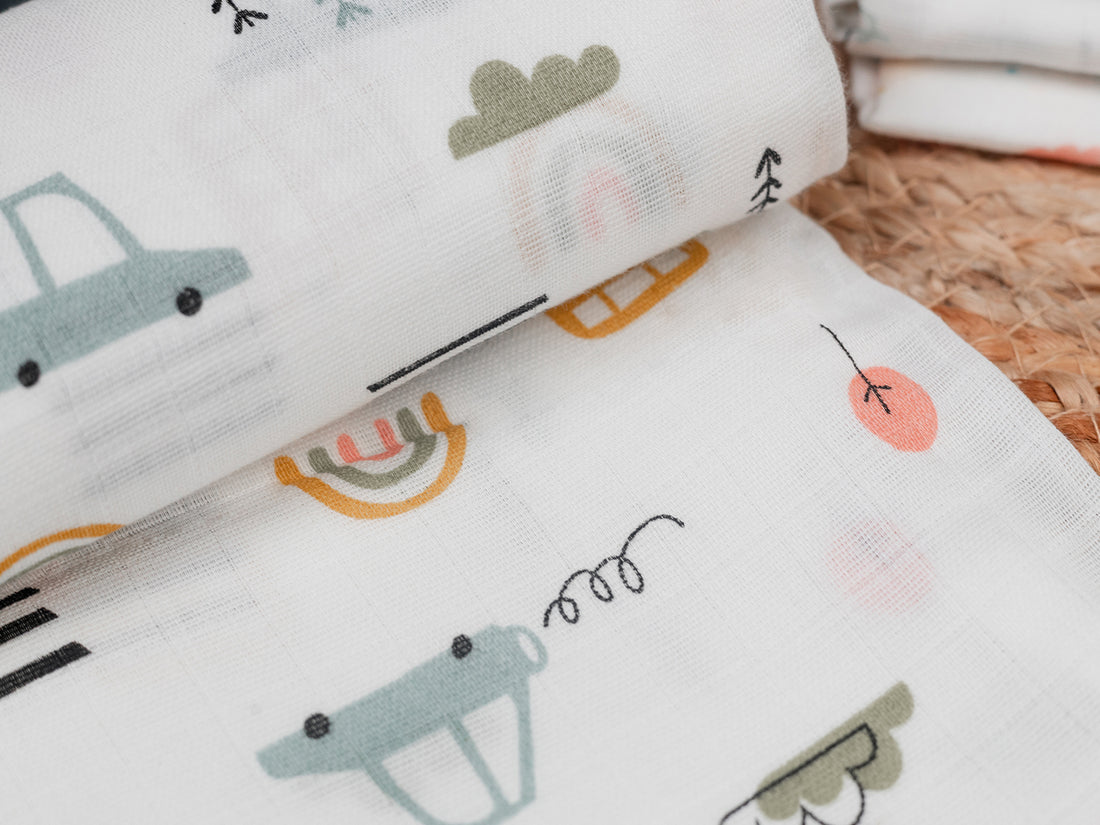 City Life Print (100cm x 100cm) - Premium Cotton Muslin Swaddle