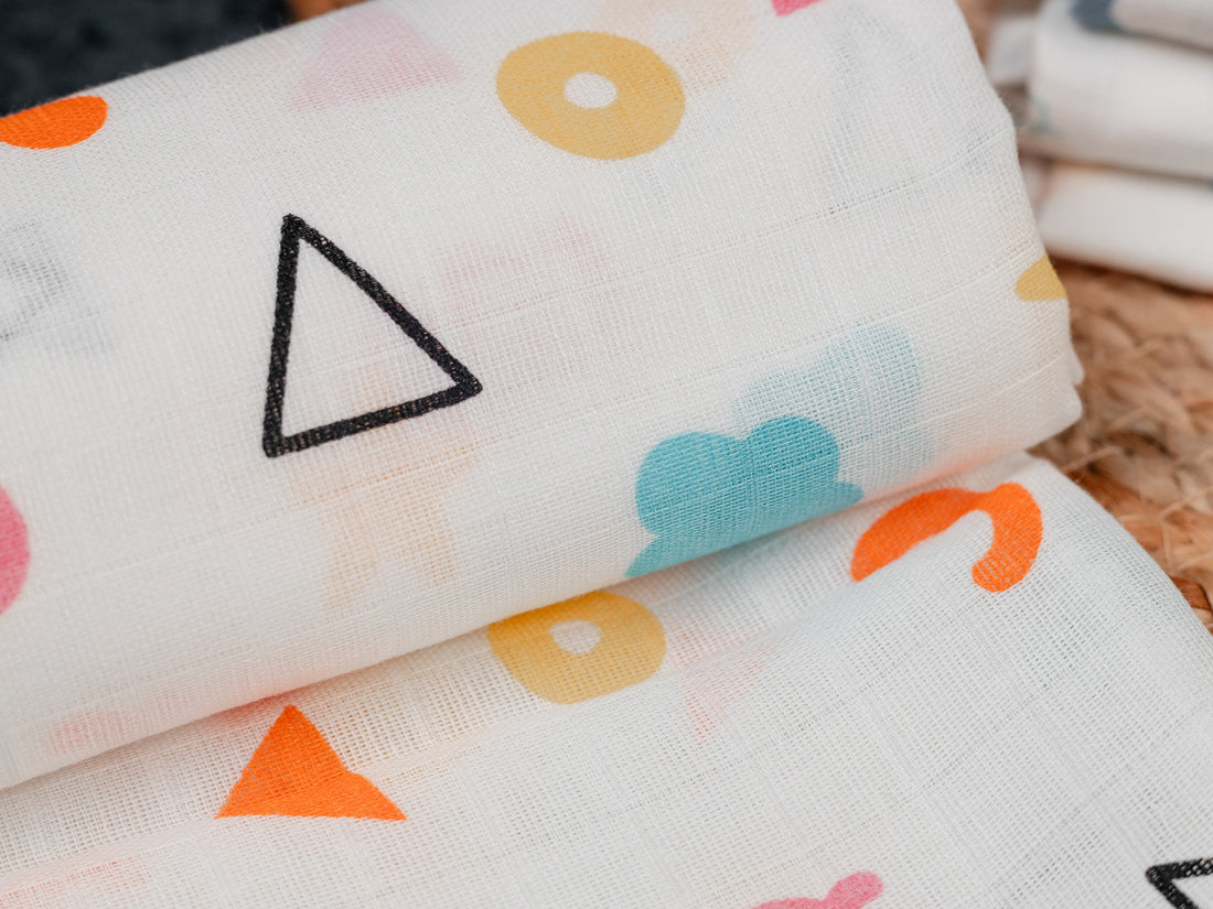 Abstract Shapes Print (100cm x 100cm) - Premium Cotton Muslin Swaddle