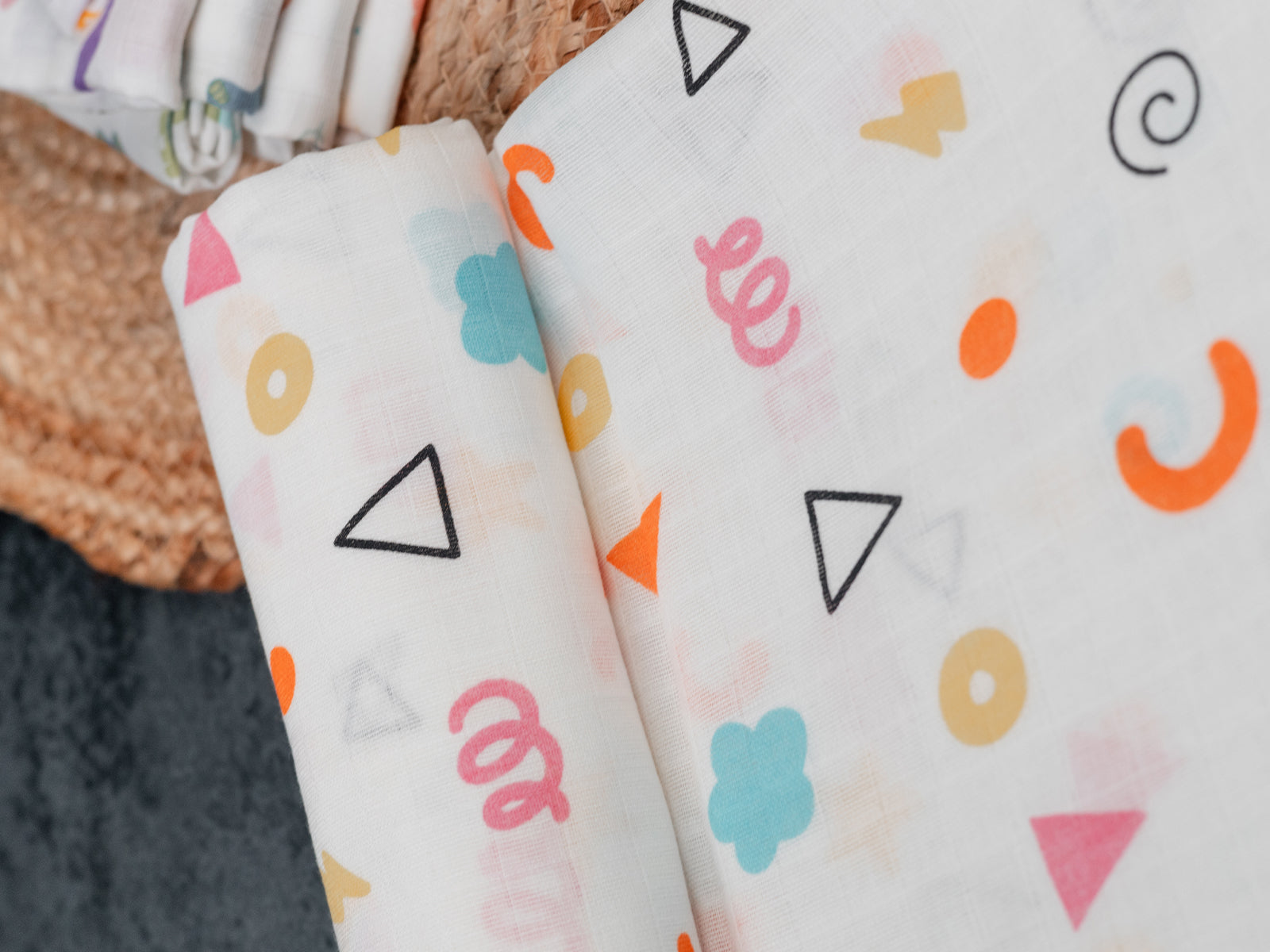 Abstract Shapes Print (100cm x 100cm) - Premium Cotton Muslin Swaddle