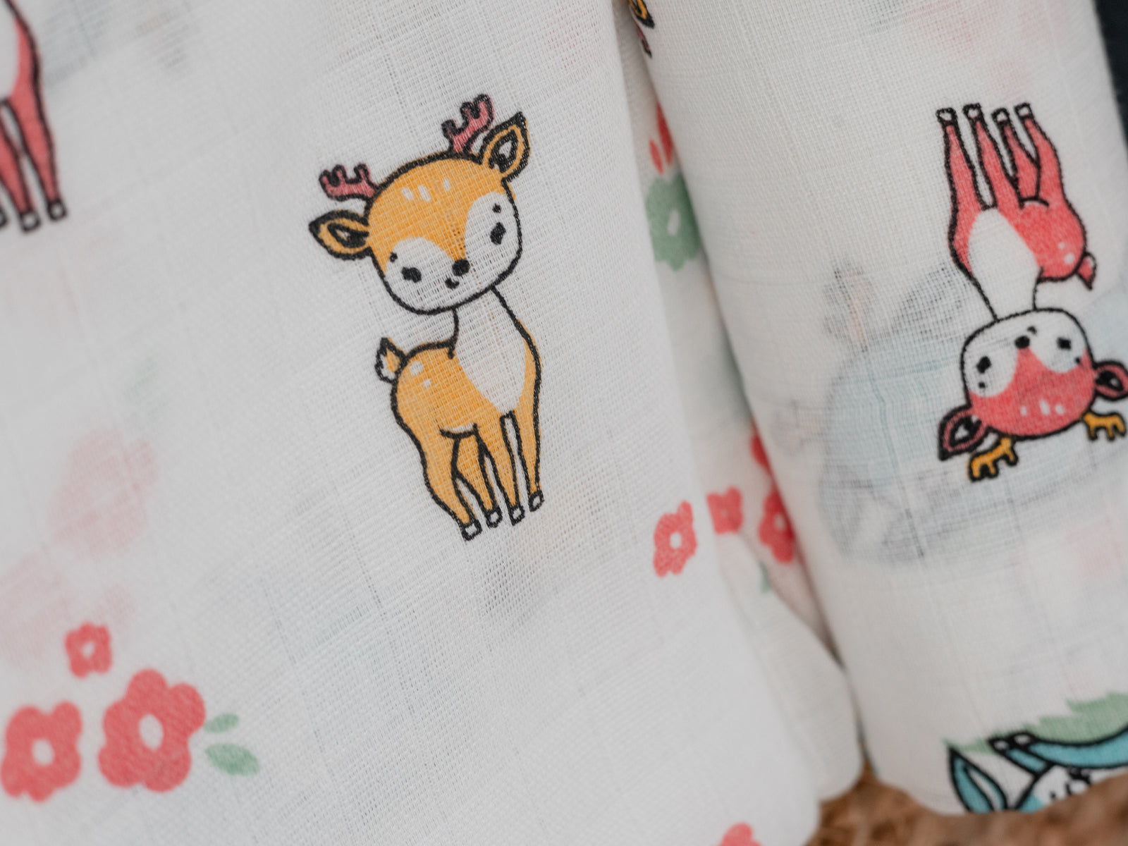 Animal & Floral Print (100cm x 100cm) - Premium Cotton Muslin Swaddle Blanket