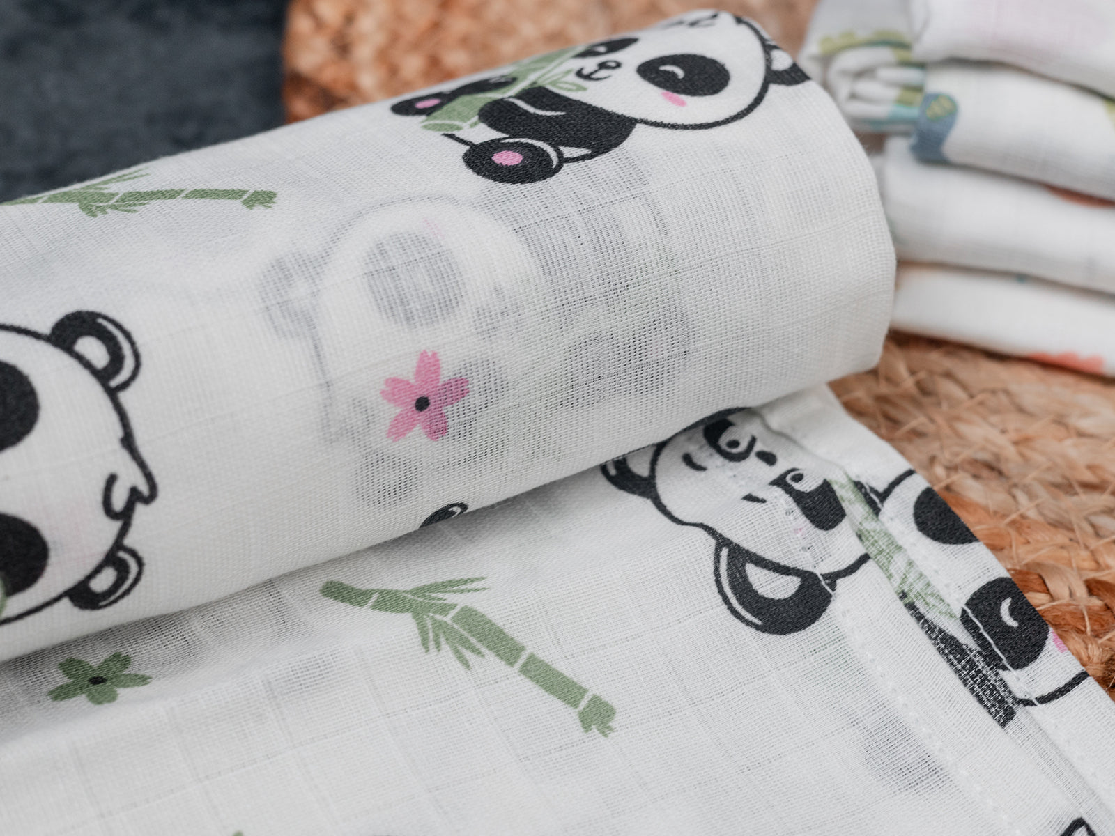 Panda Print (100cm x 100cm) - Premium Cotton Muslin Swaddle