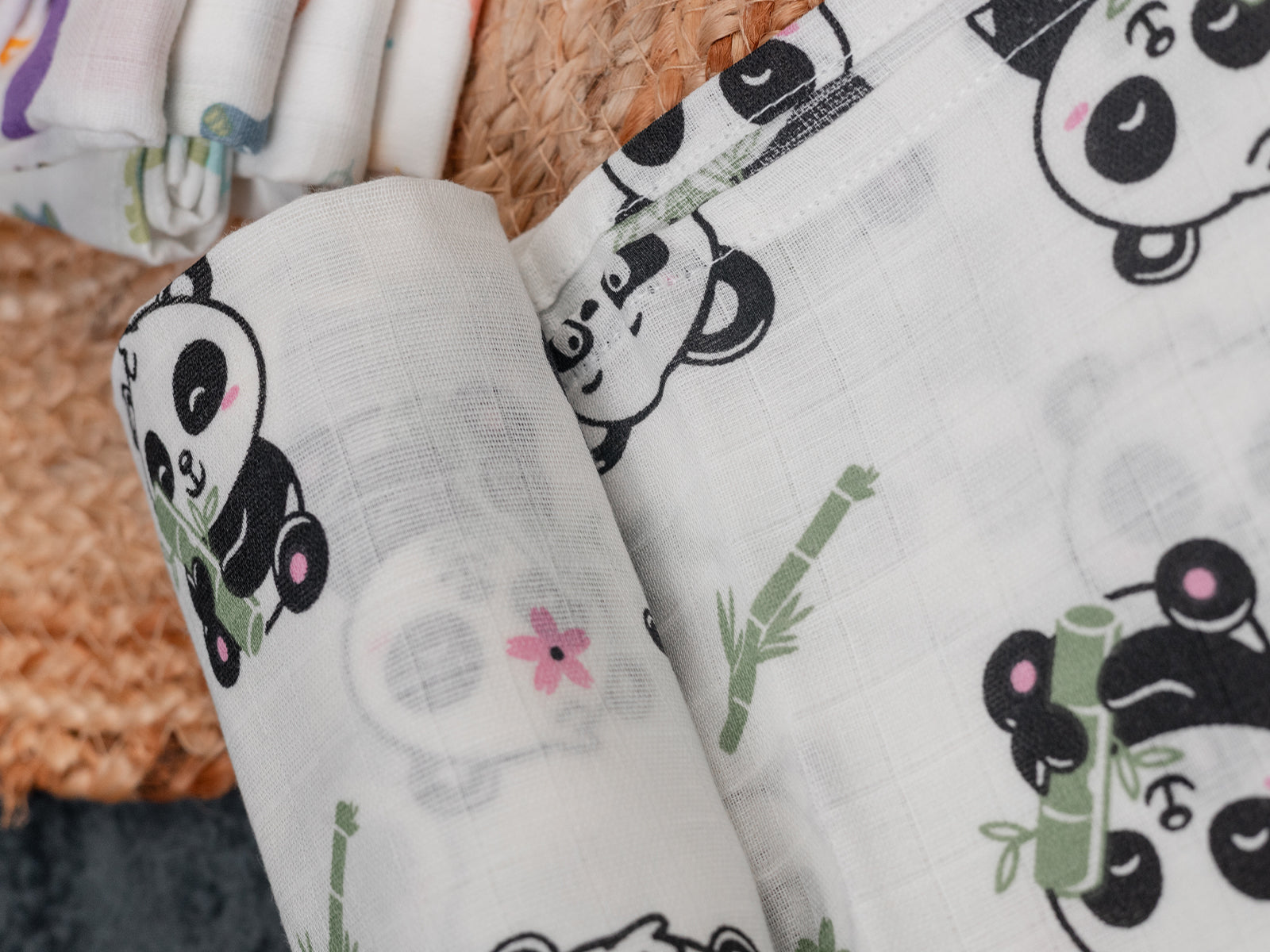 Panda Print (100cm x 100cm) - Premium Cotton Muslin Swaddle