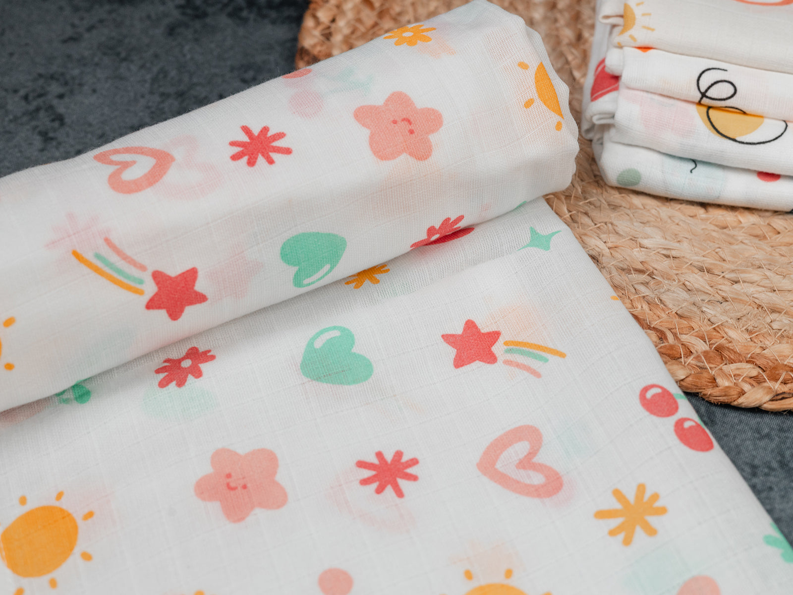 Delightful Happy -  Premium Cotton Muslin Towels (75 cm x 150 cm)