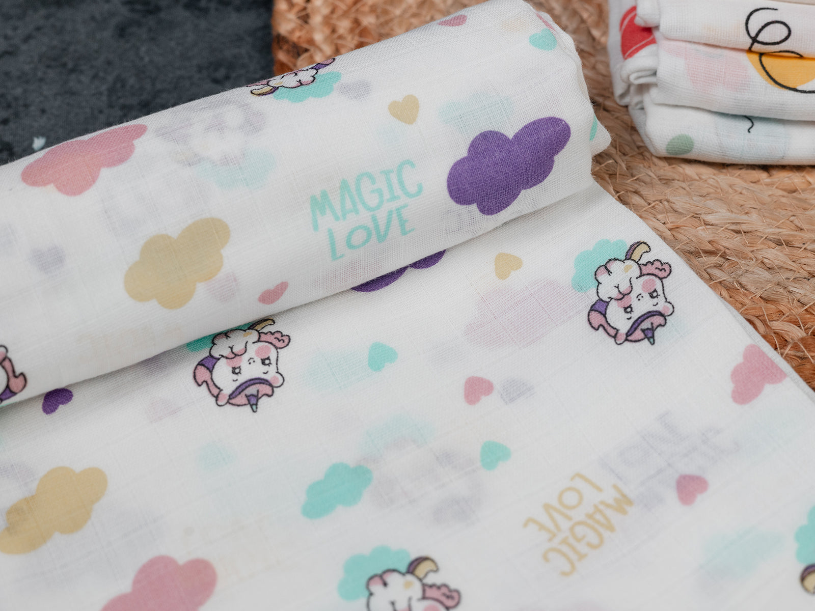 Magical Unicorn Print -  Premium Cotton Muslin Towels (75 cm x 150 cm)