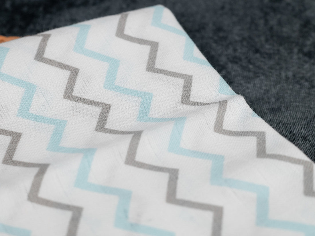 Blue Zig Zag - Premium Cotton Muslin Towels (75 cm x 150 cm)