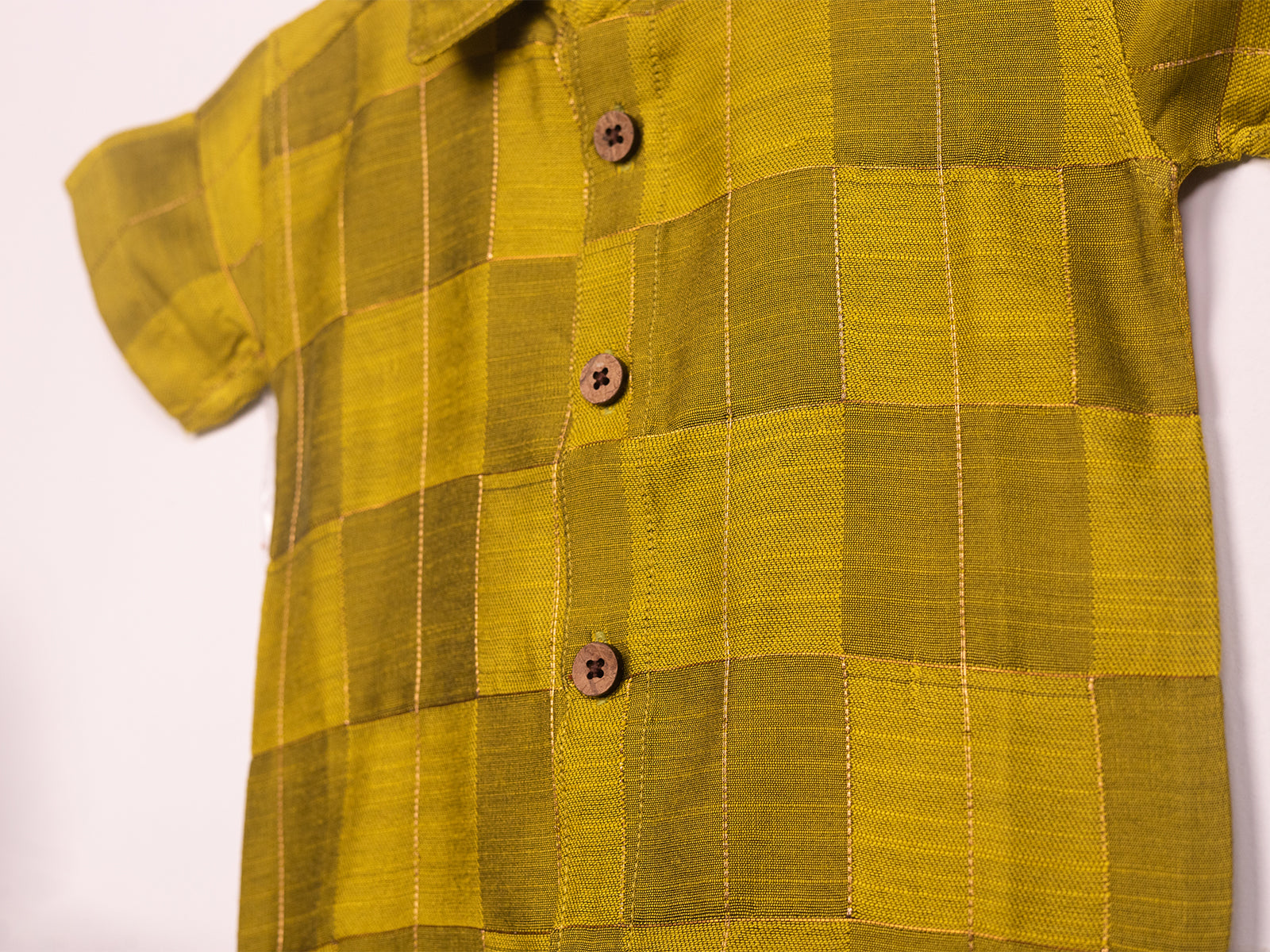 Mustard Yellow Raw Silk Check Shirt