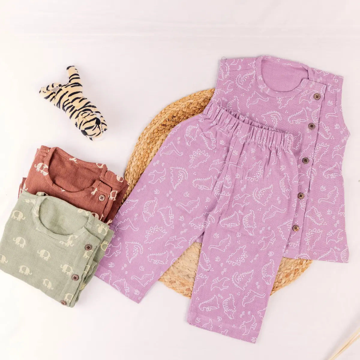 Lovely Lavender with Playful White Dinosaur - Coords Set